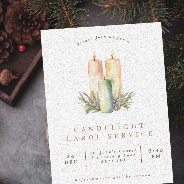 Simple Church Candlelight Carol Service Invitation (Creator Uploaded)