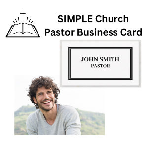 SIMPLE Church Pastor Black and White Business Card
