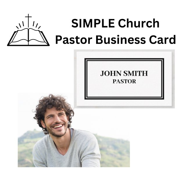 SIMPLE Church Pastor Black and White Business Card (SIMPLE Church Pastor Black and White Business Cards)