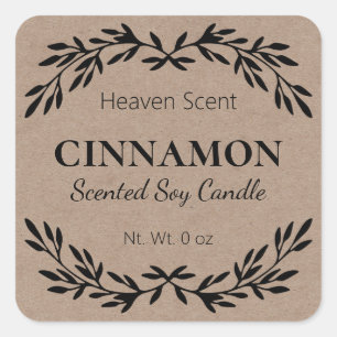 Simple Cinnamon Scented Soy Candle Kraft Labels