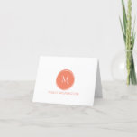 Simple Circle Monogram Coral Folded Note Cards<br><div class="desc">This note card design features a simple circle with a monogram in coral. Click the customise button if you would like to move/scale the images and further modify the text! Variations of this design, additional colours, as well as coordinating products are available in our shop, zazzle.com/store/doodlelulu. Contact us if you...</div>