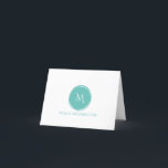 Simple Circle Monogram Teal Folded Note Cards<br><div class="desc">This note card design features a simple circle with a monogram in teal. Click the customise button if you would like to move/scale the images and further modify the text! Variations of this design, additional colours, as well as coordinating products are available in our shop, zazzle.com/store/doodlelulu. Contact us if you...</div>