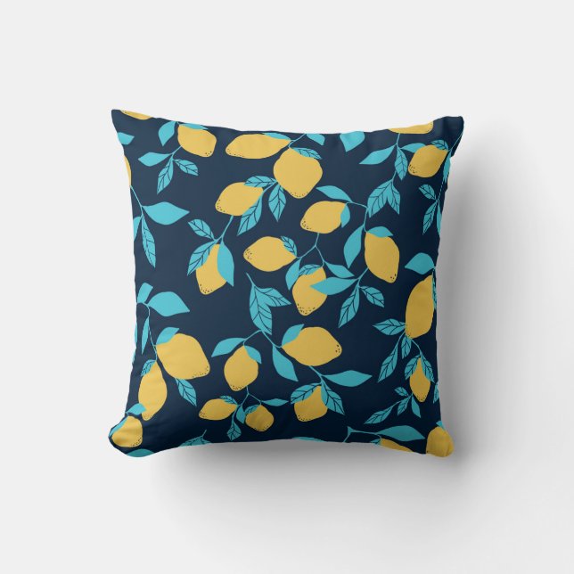 Simple citrus: lemons on blue. cushion (Front)