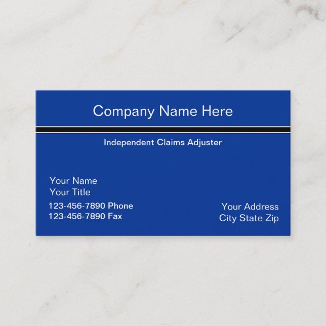 Simple Claims Adjuster Business Card (Front)