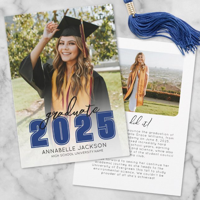 Simple Class 2025 Graduate Photo Blue Graduation Announcement (Simple Class 2025 Graduate Photo Blue Graduation Announcement)