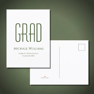 Simple Class of 2024 Graduation Green White Announcement Postcard