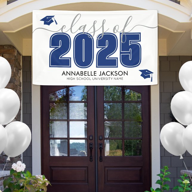 Simple Class Of 2025 Blue Graduation Party Banner (Simple Class Of 2025 Blue Graduation Party Banner)