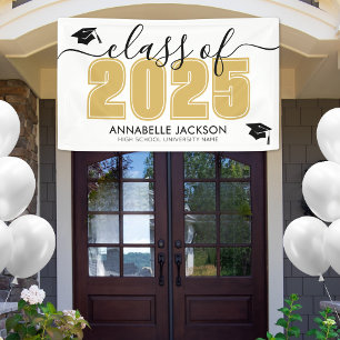 Simple Class Of 2025 Gold Graduation Party Banner