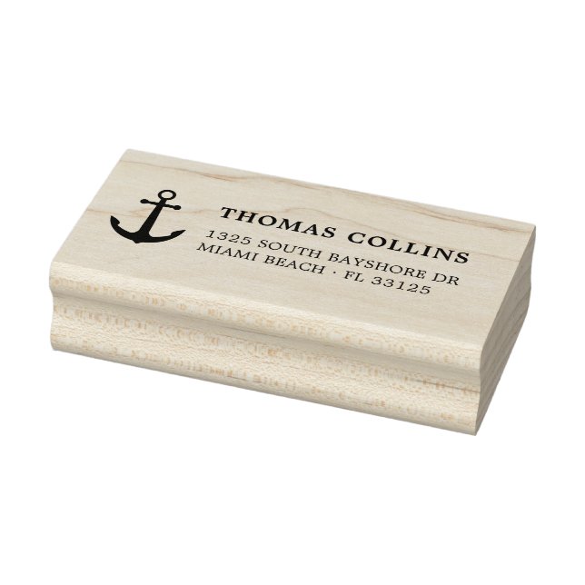 Simple Classic Anchor Return Address | Wooden Rubber Stamp (Stamp)