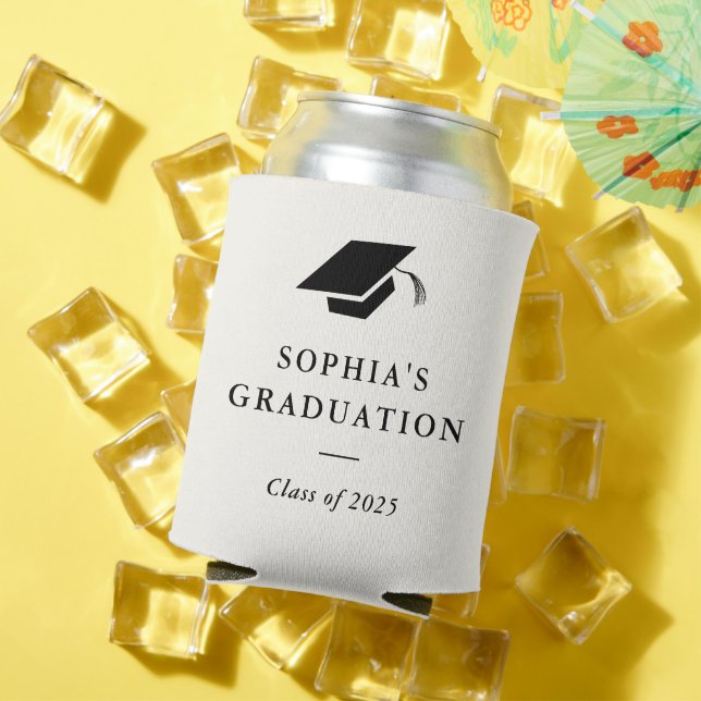 Simple Classic Black and White Graduation Can Cooler (In Situ Summer)