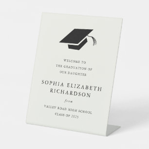 Simple Classic Black and White Graduation Welcome Pedestal Sign