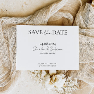 Simple Classic Black and White Save the Date