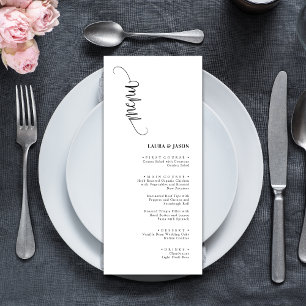 Simple Classic Black and White Wedding Menu Cards