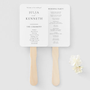 Simple Classic Black and White Wedding Programs Hand Fan
