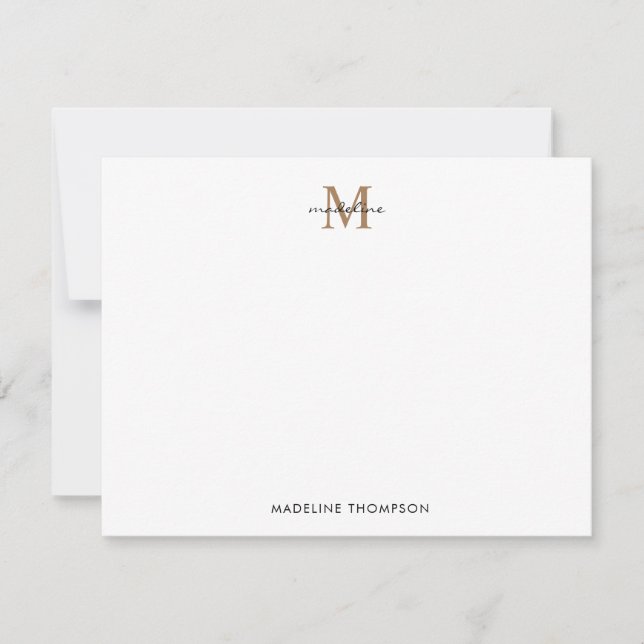 Simple Classic Black Gold Monogram Script Card (Front)
