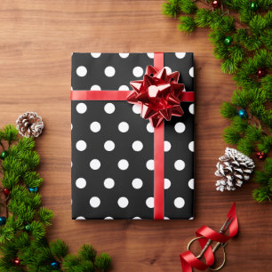 Simple Classic Black Polka Dot Pattern  Wrapping Paper