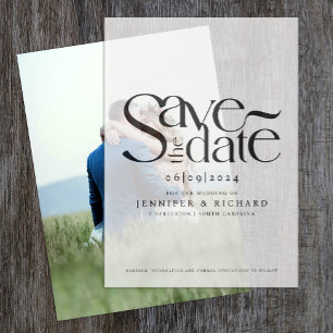 Simple Classic Black Save The Date Wedding Typo Vellum Invitations