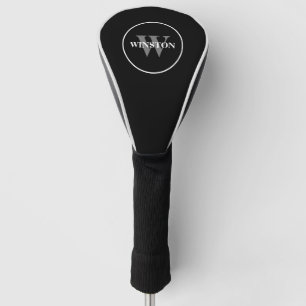 Simple Classic Black white Custom Monogram  Golf Head Cover