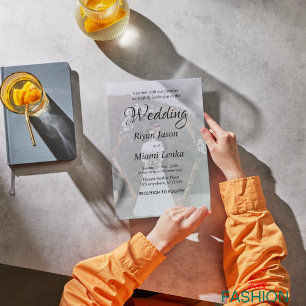 Simple Classic Black & White Overlay Photo Wedding Invitation