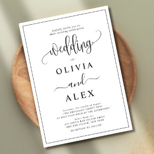 Simple Classic Black & White Wedding Invitation