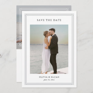 Simple Classic Border 2 Photo Elegant Wedding Save The Date