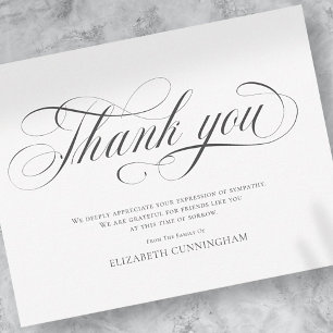 Simple Classic Calligraphy Memorial Thank You Card