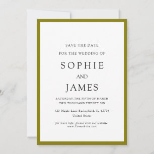 Simple classic chic colour save the date Wedding Invitation
