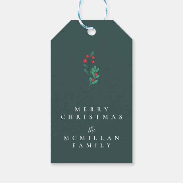 Simple Classic Christmas Floral Gift Tag (Front)