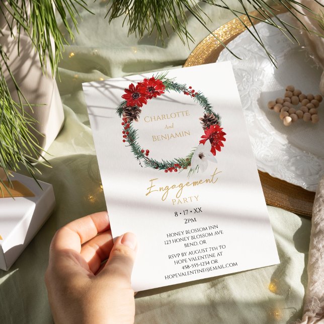 Simple Classic Christmas Modern Engagement Party Invitation (Creator Uploaded)