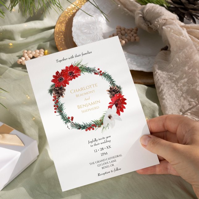Simple Classic Christmas Modern Wedding Invitation (Creator Uploaded)