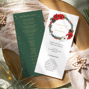 Simple Classic Christmas Modern Wedding Programme