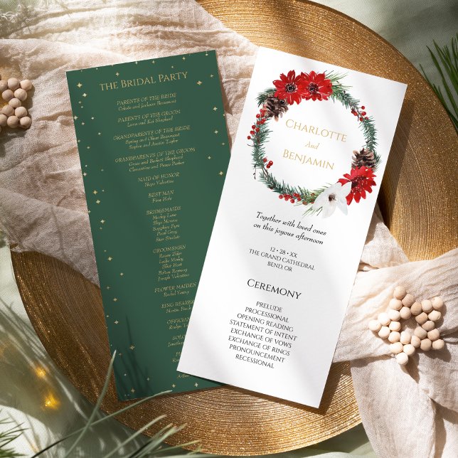 Simple Classic Christmas Modern Wedding Programme (Creator Uploaded)