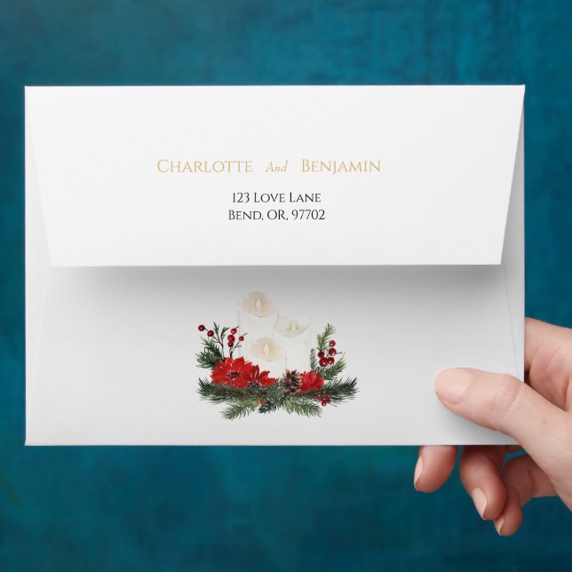 Simple Classic Christmas Wedding Envelope (Hand)