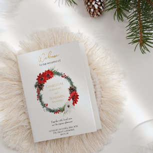 Simple Classic Christmas Wedding Folded Program Programme
