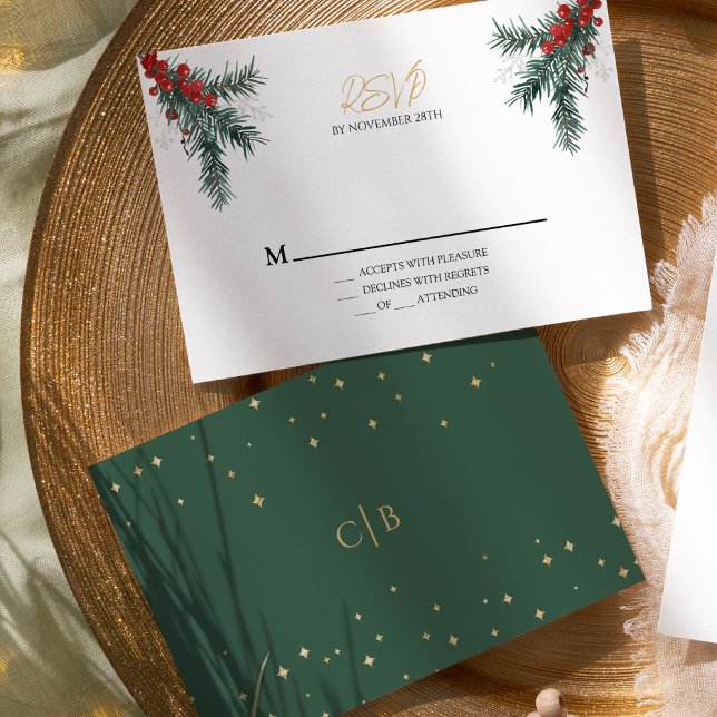 Simple Classic Christmas Wedding RSVP Card (Creator Uploaded)