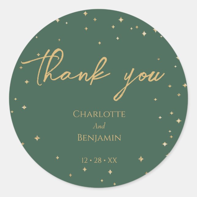 Simple Classic Christmas Wedding Thank You Sticker (Front)