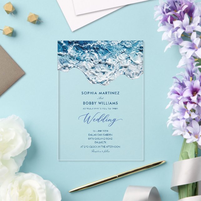  simple classic coastal summer  photo  acrylic invitations (Insitu (Wedding))