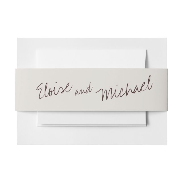 Simple Classic Couple Names Wedding Accent Wrap Invitation Belly Band (Front Example)