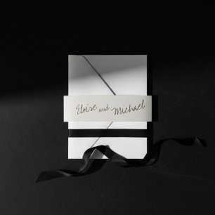 Simple Classic Couple Names Wedding Accent Wrap Invitation Belly Band