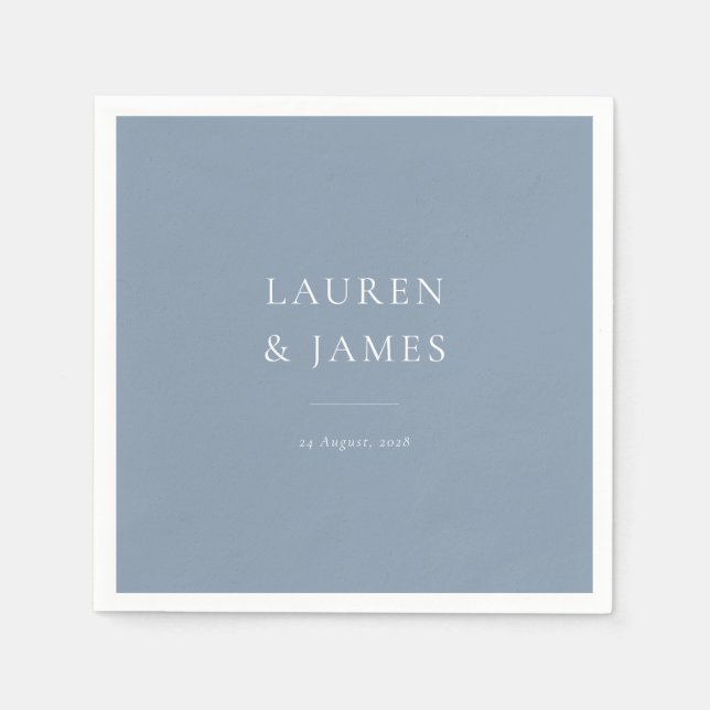 Simple Classic Couples Name & Date Wedding Napkin (Front)