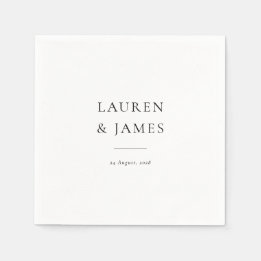 Simple Classic Couples Name & Date Wedding Napkin