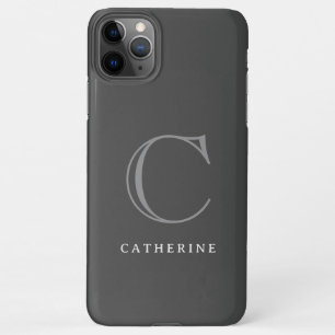 Simple Classic Dark Grey Script Monogram iPhone 11Pro Max Case