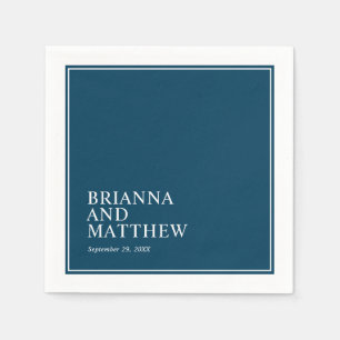 Simple Classic Double Frame in Navy Blue and White Napkin