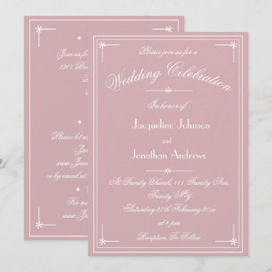 Simple Classic Dusty Pink All In One Wedding Invitation