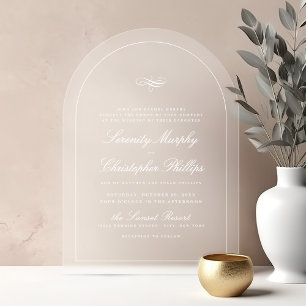 Simple Classic Elegance Script Arch Wedding Acrylic Invitations