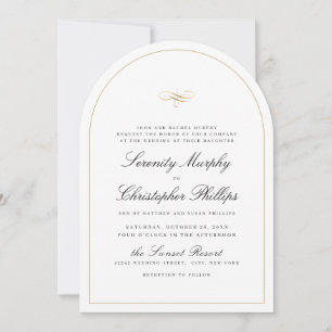 Simple Classic Elegance Script Arch Wedding Invitation