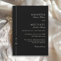Simple Classic Elegant Black Minimal Wedding Invitation