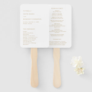 Simple Classic Elegant Gold Modern Wedding Program Hand Fan