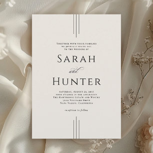 Simple Classic Elegant Ivory Typography Wedding Invitation