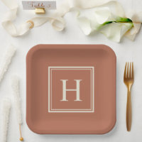Simple Classic Elegant Monogram on Terracotta